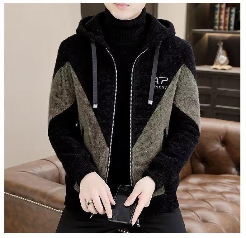 Trendy Hooded Woolen Coat Men - Amazitshop