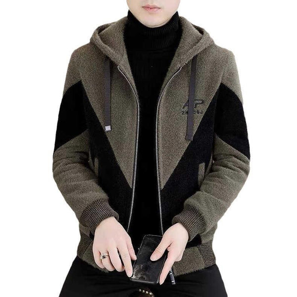 Trendy Hooded Woolen Coat Men - Amazitshop
