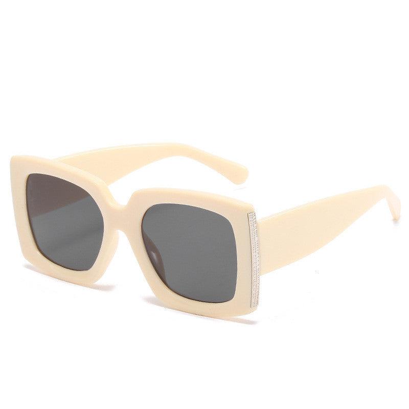 Trendy Large Frame Sunglasses Women Square Bright Black Sunglasses - Amazitshop