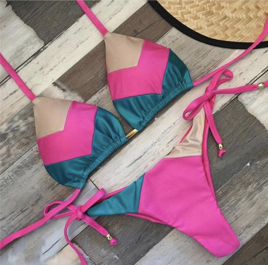Triangle Tie Side Bikini Swimsuit - Amazitshop