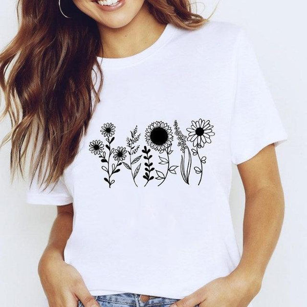 Tshirt Shirt Harajuku T-Shirts For Women Tops White Star - Amazitshop