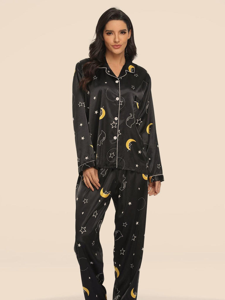 Two - piece Stretch Satin Home Wear Pajamas Women - Amazitshop