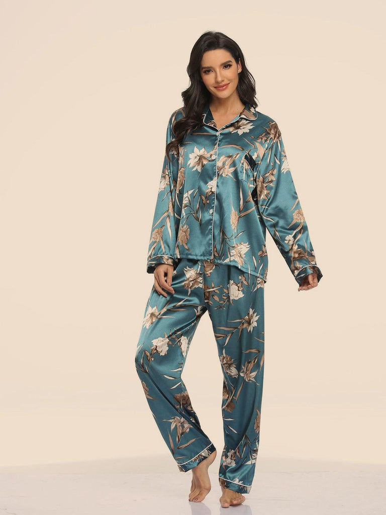 Two - piece Stretch Satin Home Wear Pajamas Women - Amazitshop