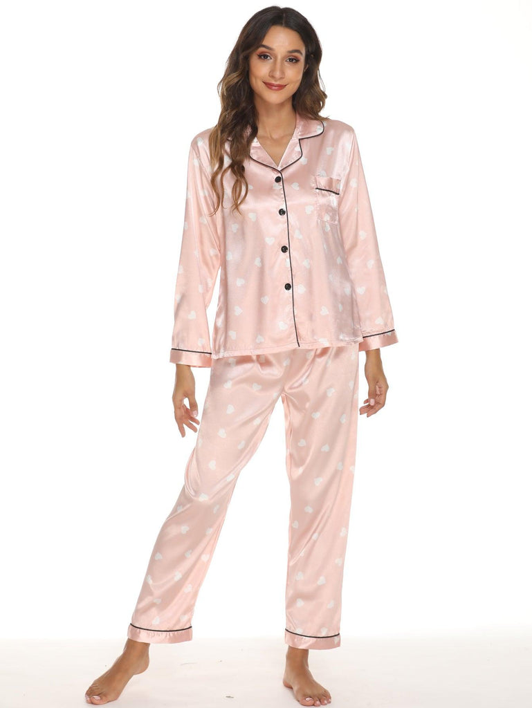 Two - piece Stretch Satin Home Wear Pajamas Women - Amazitshop