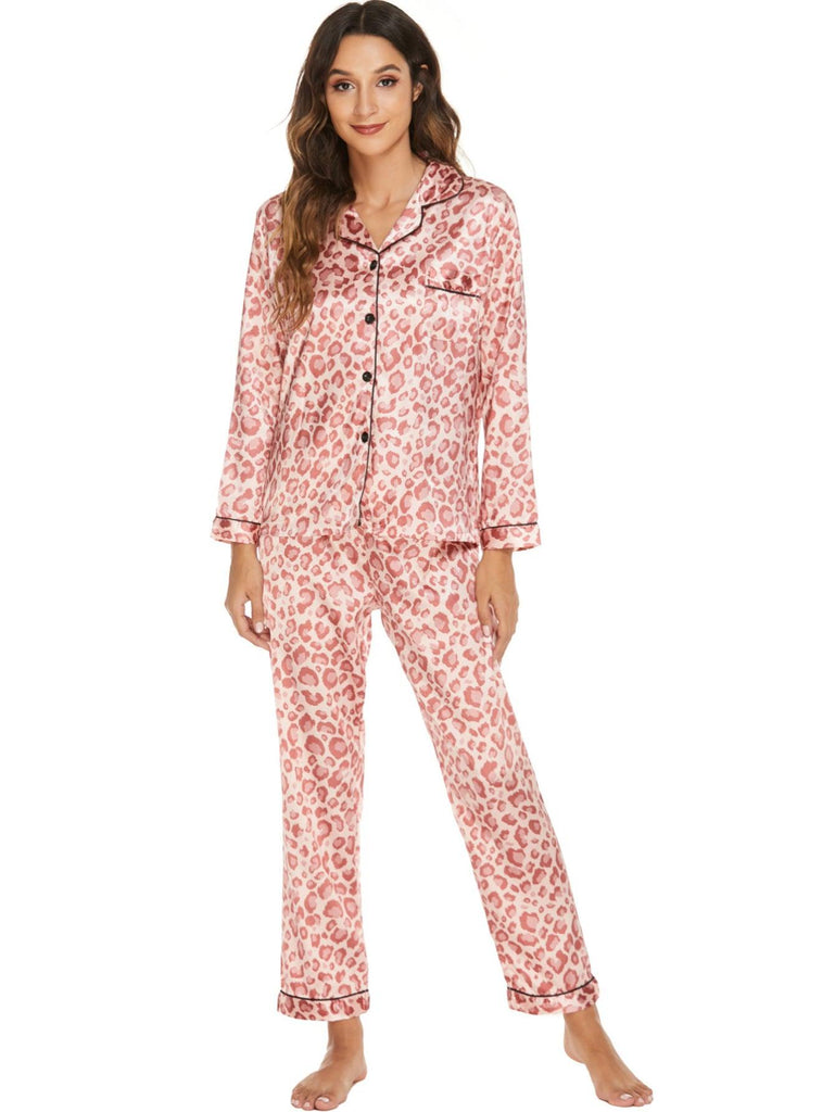 Two - piece Stretch Satin Home Wear Pajamas Women - Amazitshop