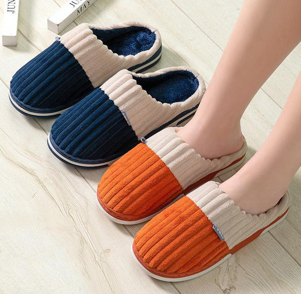 Unisex Winter Slippers Corduroy Shoes Couples Bedroom Slippers Women Men - Amazitshop