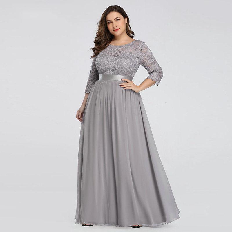 US Ever - Pretty Plus Size Floral Lace Bridesmaid Dresses Long Evening Party Gowns - Amazitshop