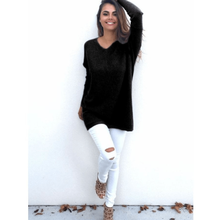 V - Neck Warm Sweaters Casual Sweater - Amazitshop
