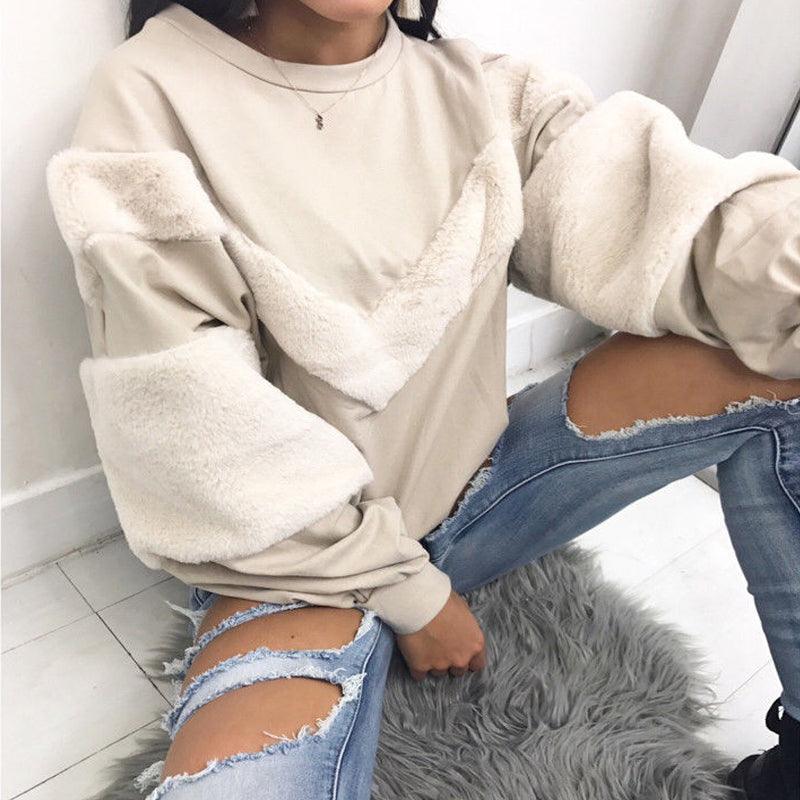 V - shaped plus sleeves fight wool sweater women - Amazitshop