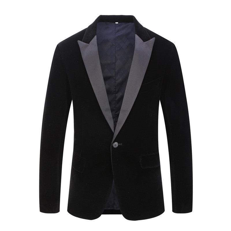 Velvet Burgundy Fashion Casual Suit Jacket - Amazitshop