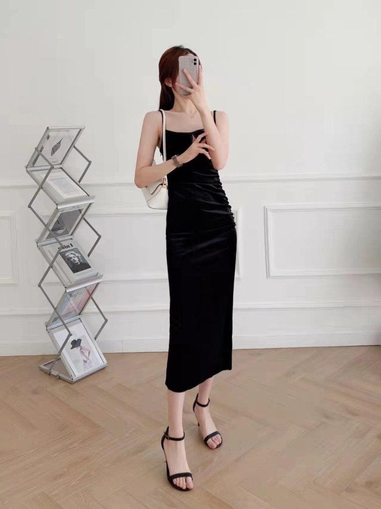 Velvet Dress Retro Velvet Pleated - Amazitshop