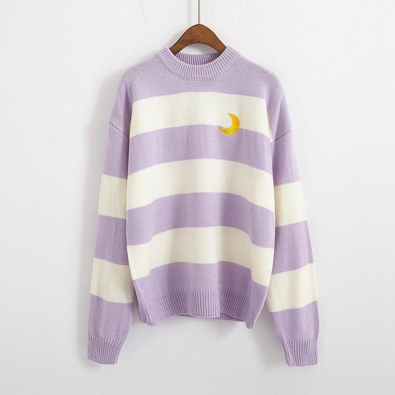 Very Fairy Striped Sweater Knit Sweater - Amazitshop