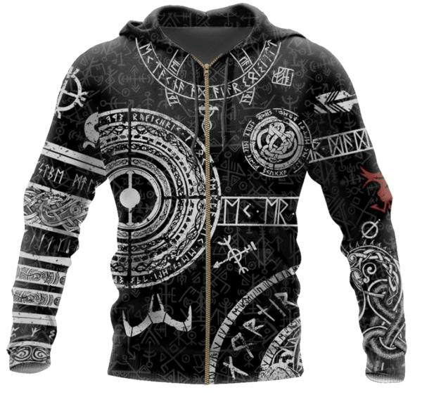 Viking Odin Tattoo D Printed Men hoodies - Amazitshop