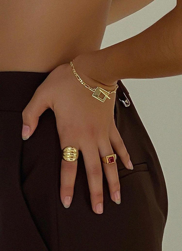 Vintage Ruby Chic Exaggerated Stacking Rings - Amazitshop