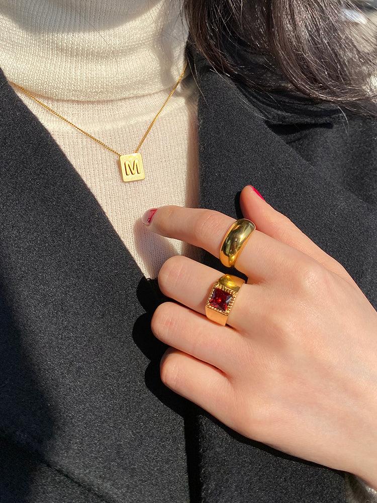 Vintage Ruby Chic Exaggerated Stacking Rings - Amazitshop