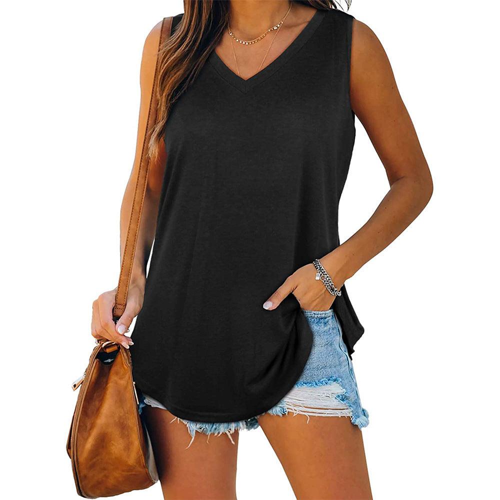 VNeck Tuxedo Sleeveless Solid Color Tank Top TShirt - Amazitshop