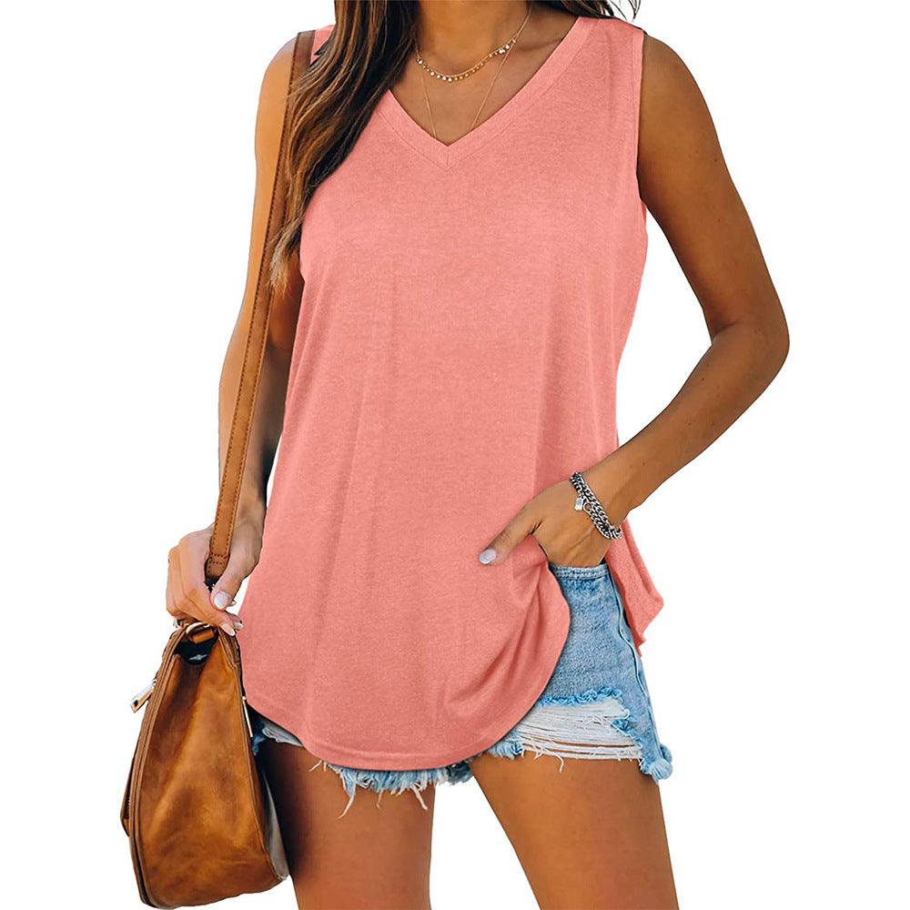 VNeck Tuxedo Sleeveless Solid Color Tank Top TShirt - Amazitshop