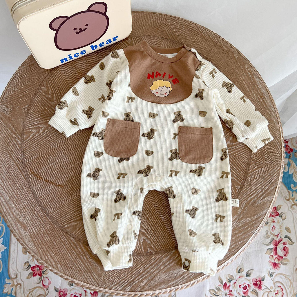Waffle Bear Cute Pocket Bodysuit - Amazitshop