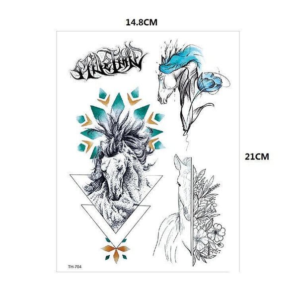 Waterproof Temporary Tattoo Sticker Old School Fox Spell Flash Tattoos Cat Eyes Skull Body Art Arm Fake Tatoo Women Men - Amazitshop