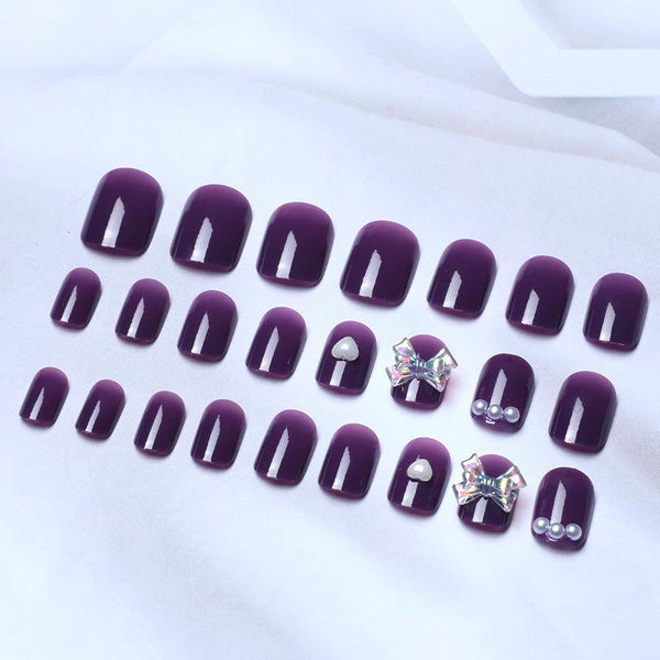 Wearing Nails With Diamonds And Purple Fake Nails - Amazitshop