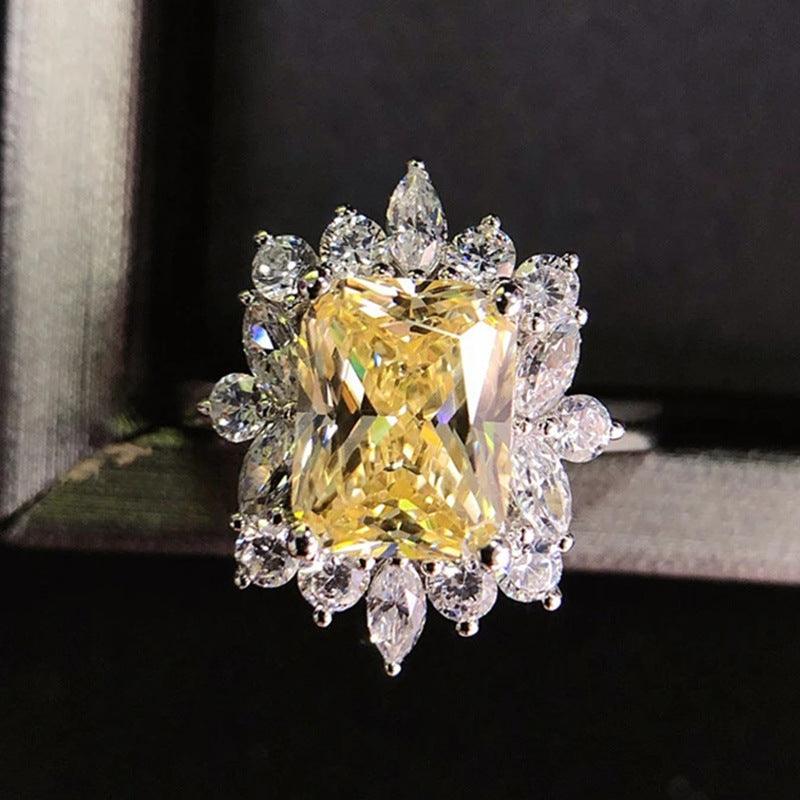 Wedding Dinner Bridal Bracelet Gift Yellow Diamond In Zircon Ring - Amazitshop