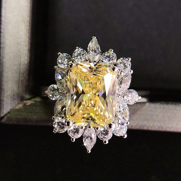 Wedding Dinner Bridal Bracelet Gift Yellow Diamond In Zircon Ring - Amazitshop