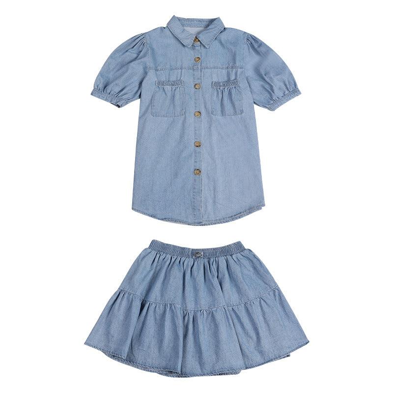 Western Style Two - piece Denim Skirt For Girls - Amazitshop