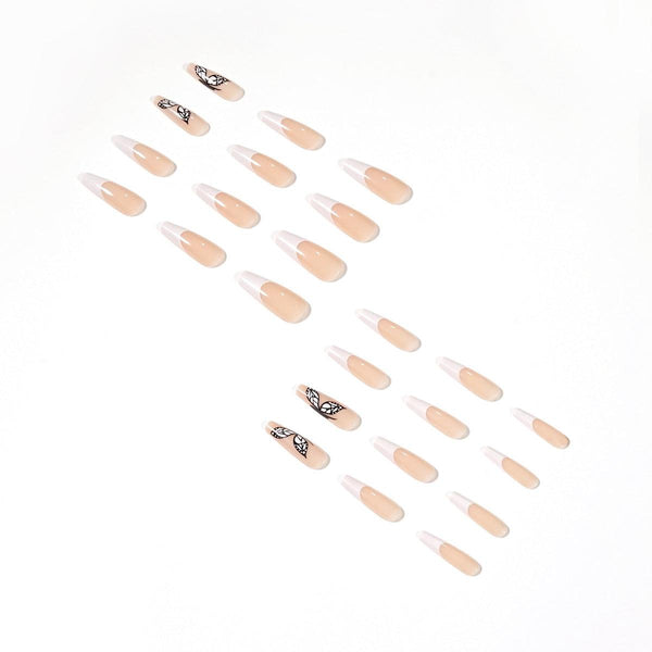 White French Butterfly Fake Nails Press On Nail Nail Stickers Nail Shaped Piece Wear Finished Nail Beauty - Amazitshop