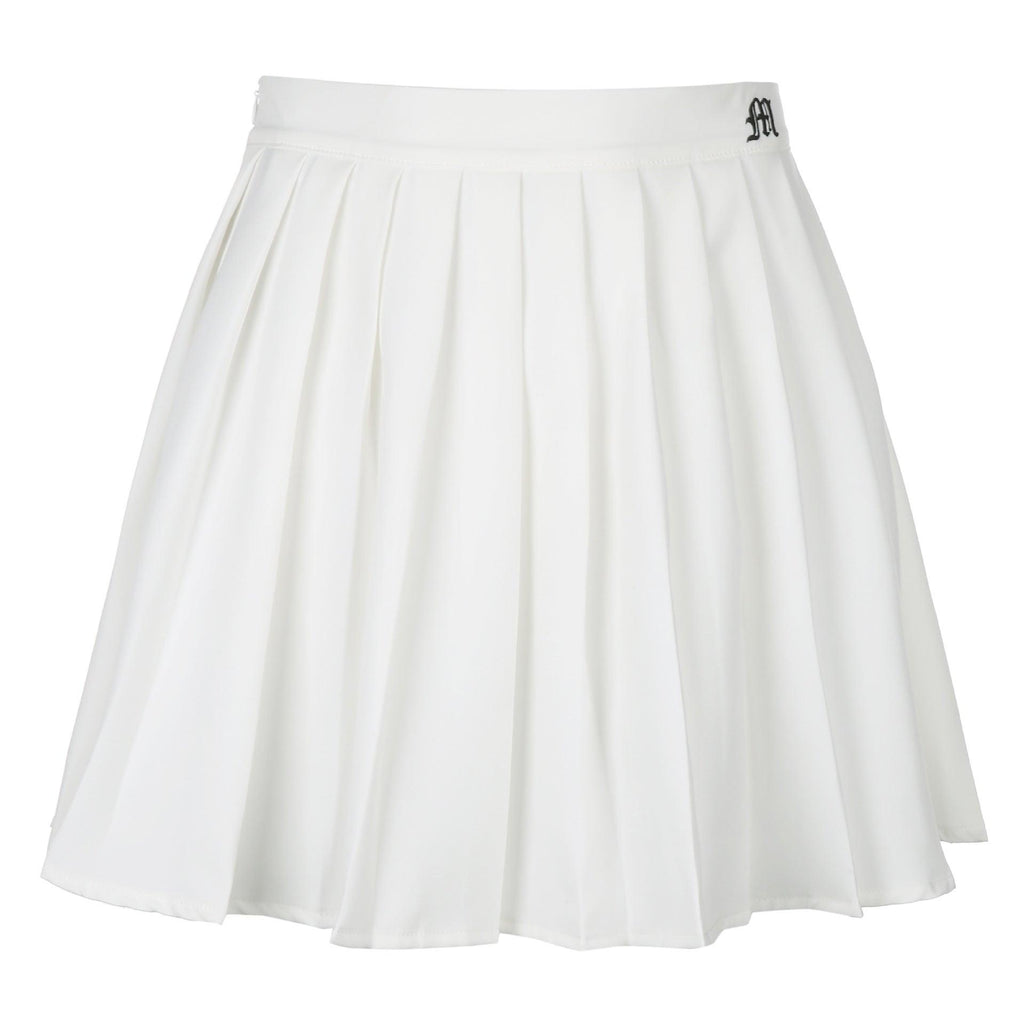 White Pleated Skirt Short Woman Elastic Waist Mini Skirts - Amazitshop