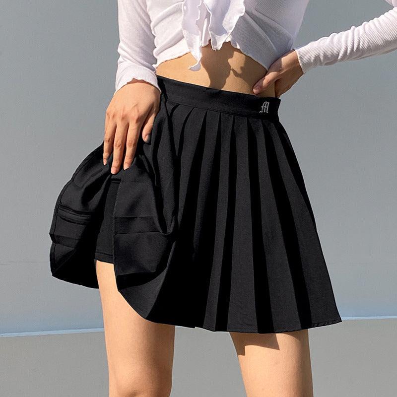 White Pleated Skirt Short Woman Elastic Waist Mini Skirts - Amazitshop