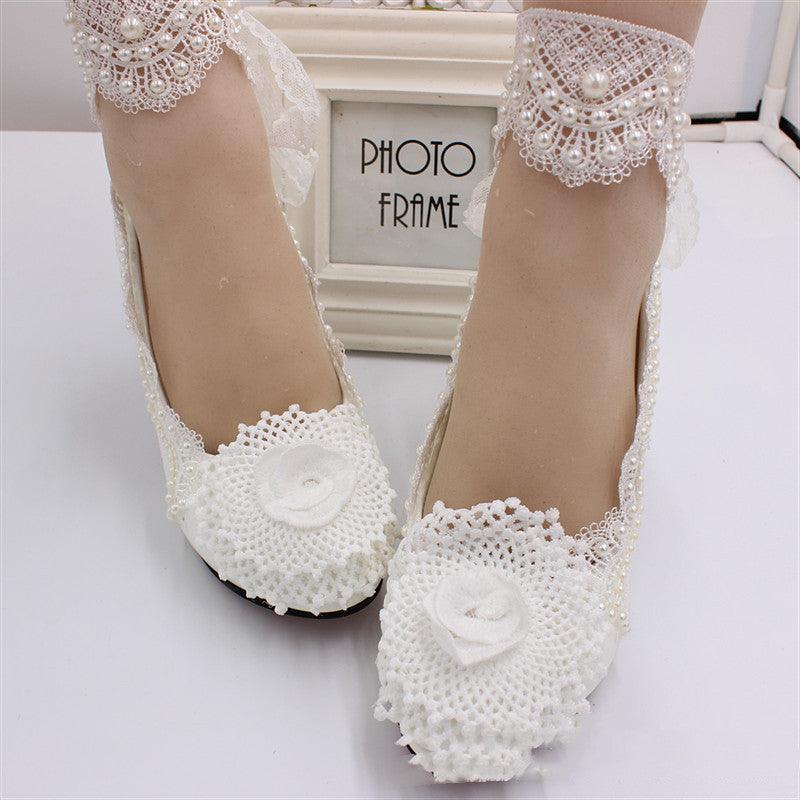 White Wedding High Heel Women's Shoes - Amazitshop