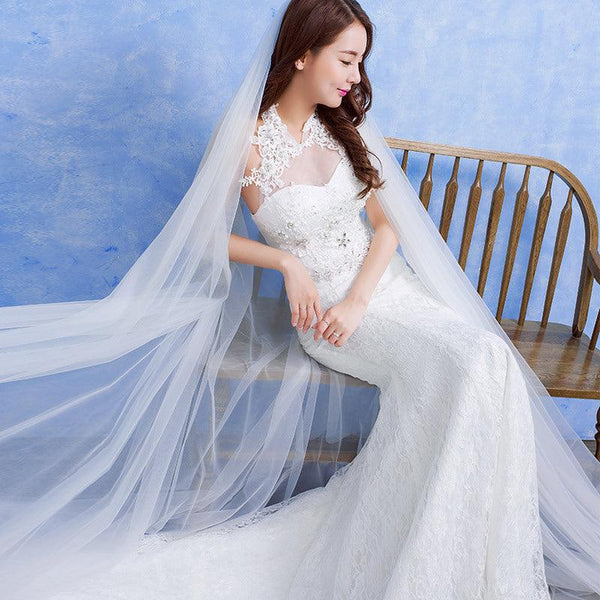 Wholesale new bride wedding fashion lace fishtail skirt Slim Skinny tail wedding dress D92 - Amazitshop