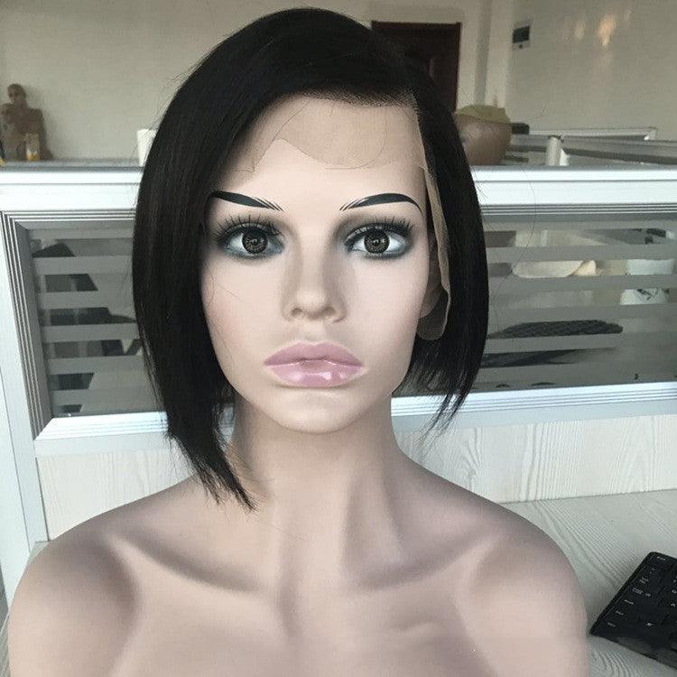 Wig Headgear Bob Wigs Real Hair Semi - woven Short Straight Hair - Amazitshop