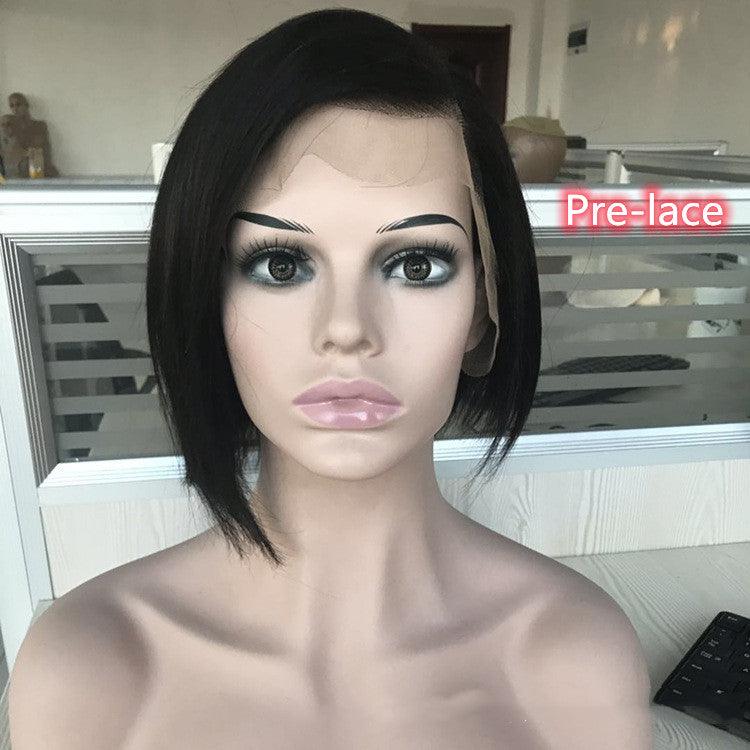 Wig Headgear Bob Wigs Real Hair Semi - woven Short Straight Hair - Amazitshop