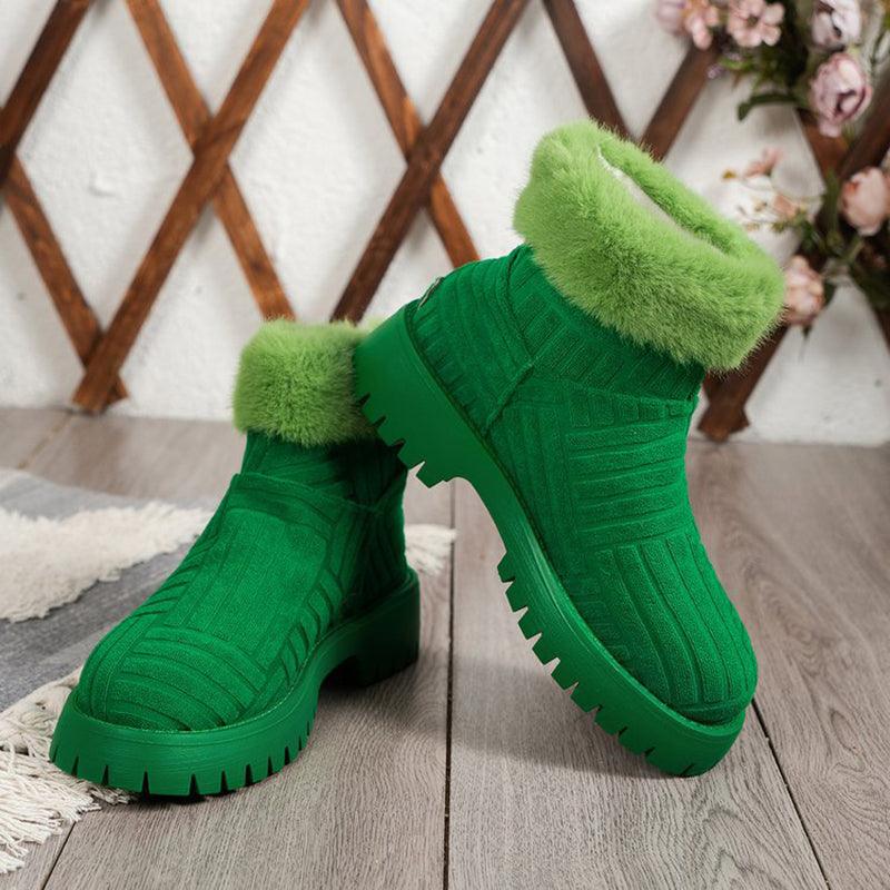 Winter Ankle Boots Fashoin Thick - soled Thickened Snow Boots For Women Plush Shoes - Amazitshop