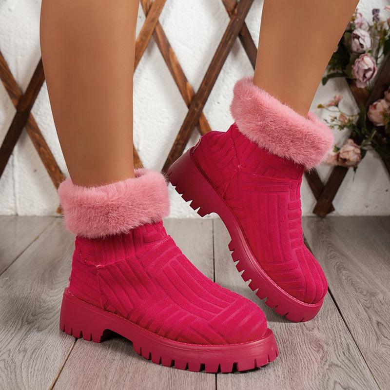 Winter Ankle Boots Fashoin Thick - soled Thickened Snow Boots For Women Plush Shoes - Amazitshop