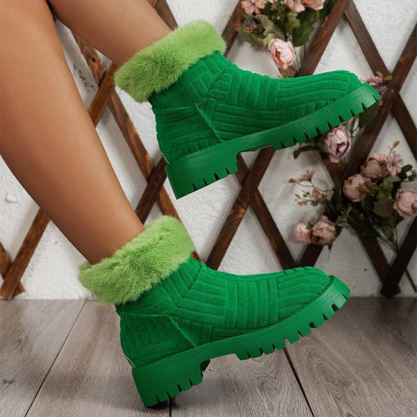 Winter Ankle Boots Fashoin Thick - soled Thickened Snow Boots For Women Plush Shoes - Amazitshop