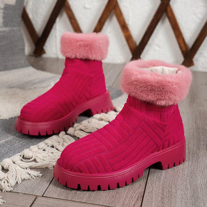 Winter Ankle Boots Fashoin Thick - soled Thickened Snow Boots For Women Plush Shoes - Amazitshop