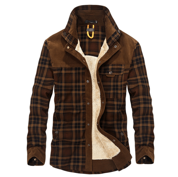 Winter Jacket Men Thicken Warm Fleece Jackets Coats Pure Cotton Plaid Jacket Military Clothes - Amazitshop