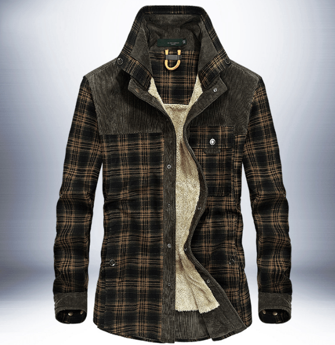 Winter Jacket Men Thicken Warm Fleece Jackets Coats Pure Cotton Plaid Jacket Military Clothes - Amazitshop