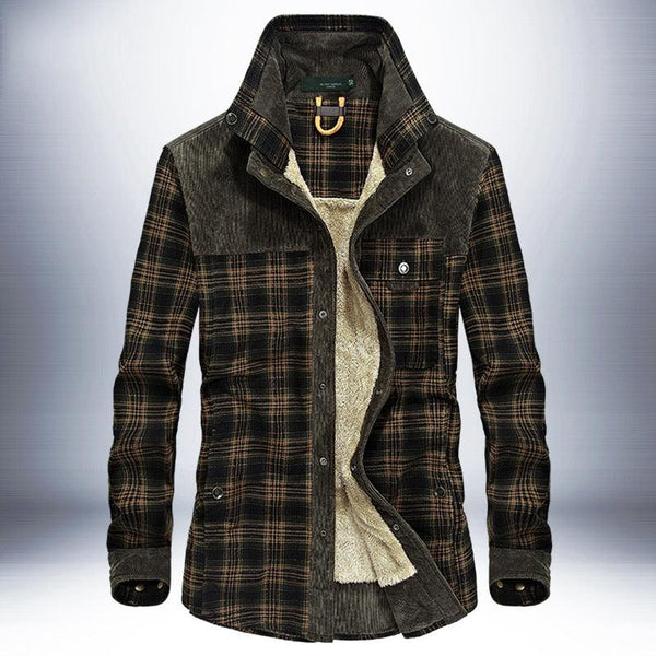Winter Jacket Men Thicken Warm Fleece Jackets Coats Pure Cotton Plaid Jacket Military Clothes - Amazitshop