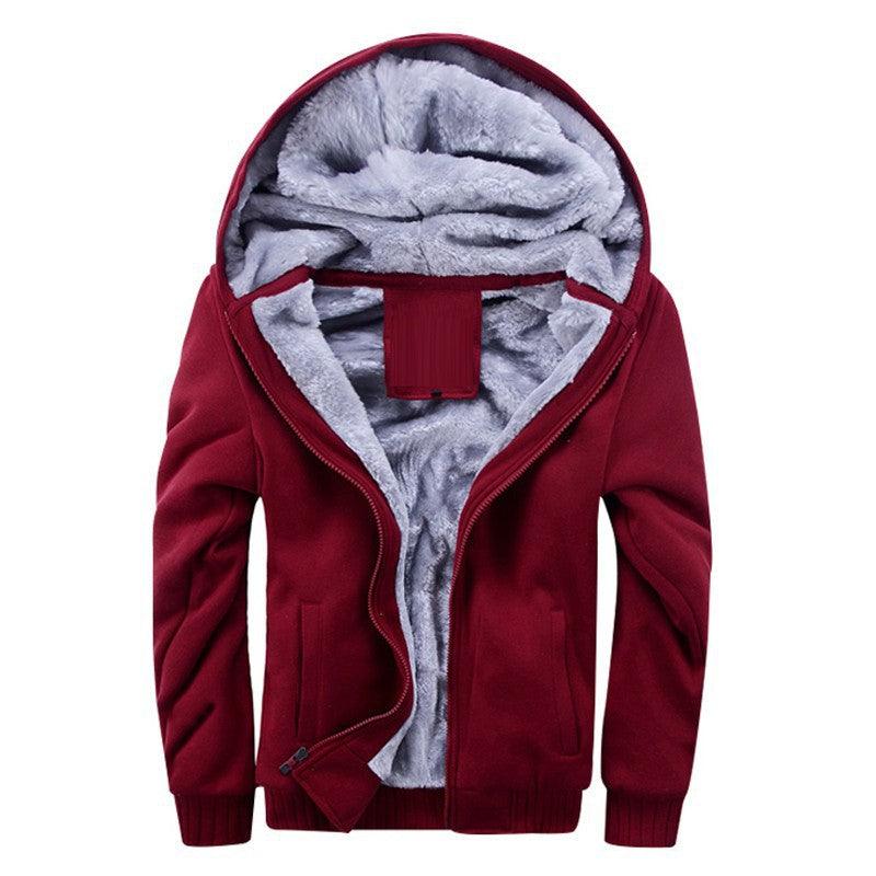 winter men hoodies add wool jacket hooded coat men - Amazitshop