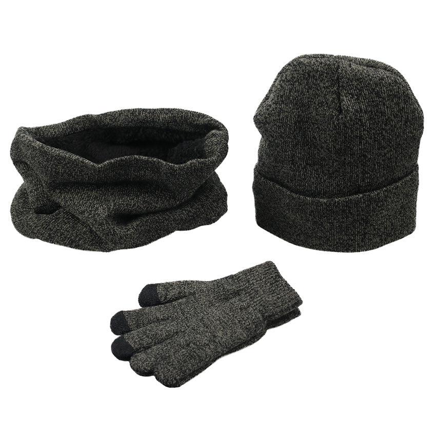 Winter men's hats, scarves, gloves, suits, fashion knitting and velvet hats, scarves, kits, men's 3 pieces/sets - Amazitshop