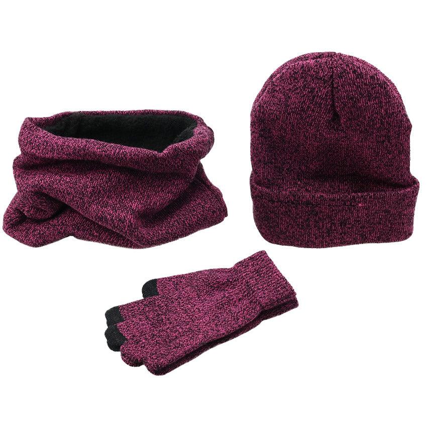 Winter men's hats, scarves, gloves, suits, fashion knitting and velvet hats, scarves, kits, men's 3 pieces/sets - Amazitshop