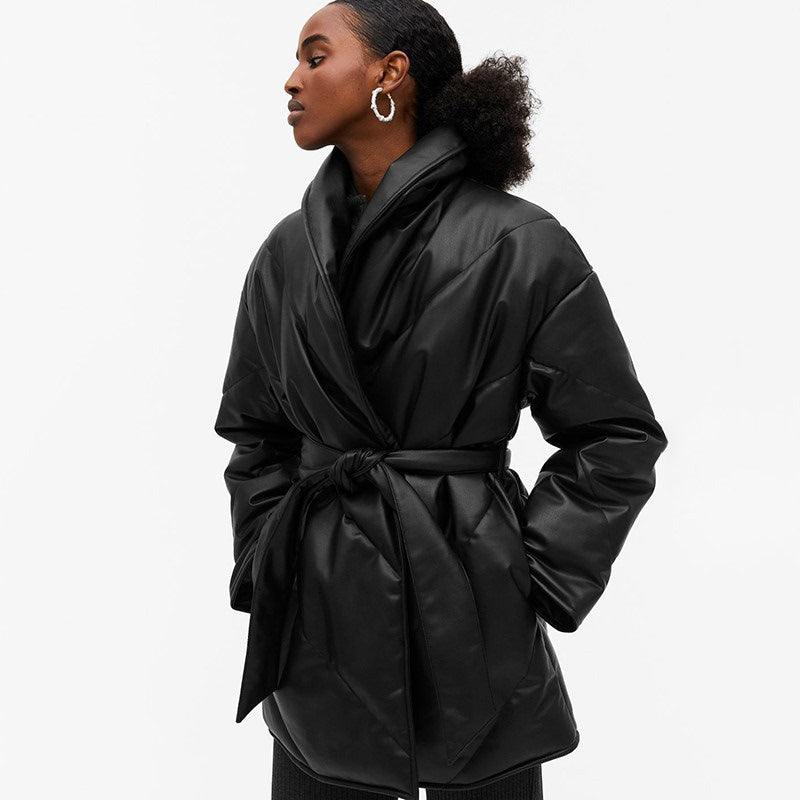 Winter Parkas For Women Loose Leather Coats Ladies Jackets - Amazitshop