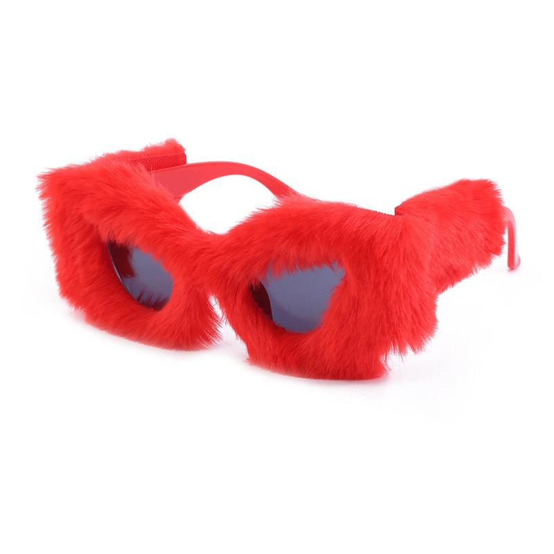 Winter Plush Sunglasses Women's Fashion Cat Eye Sunglasses - Amazitshop