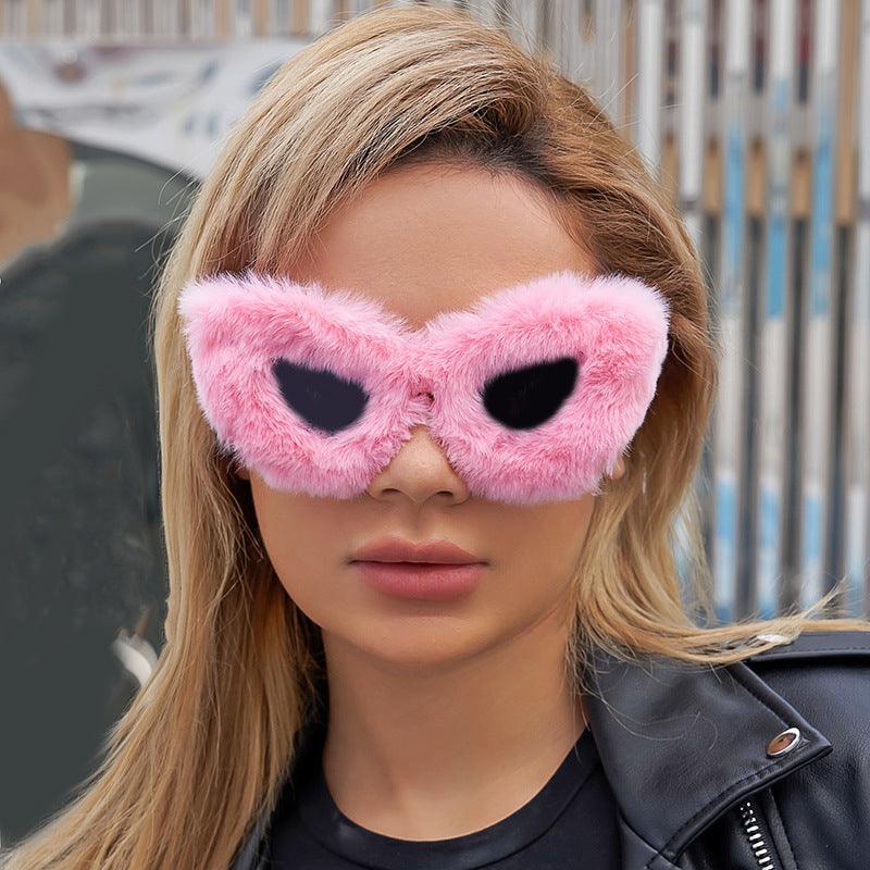 Winter Plush Sunglasses Women's Fashion Cat Eye Sunglasses - Amazitshop