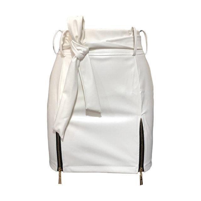 Women Bandage PU Leather Skirt Ladies Short Mini Skirts - Amazitshop