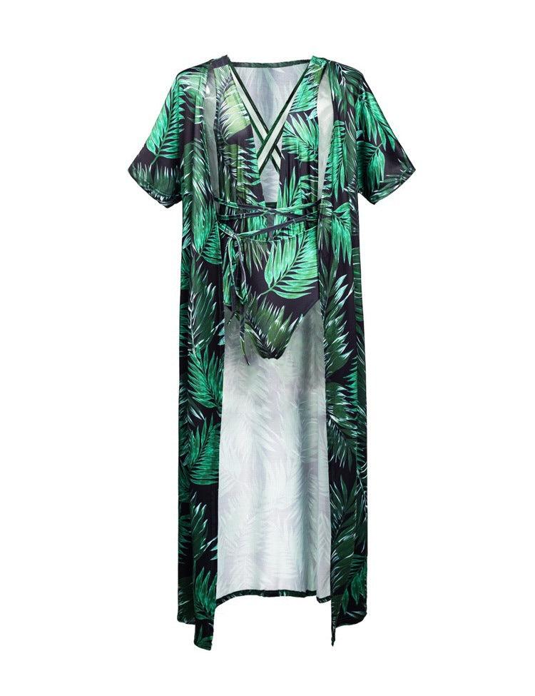 Women Beach Wear Badnage Swimwear Leaves - Amazitshop