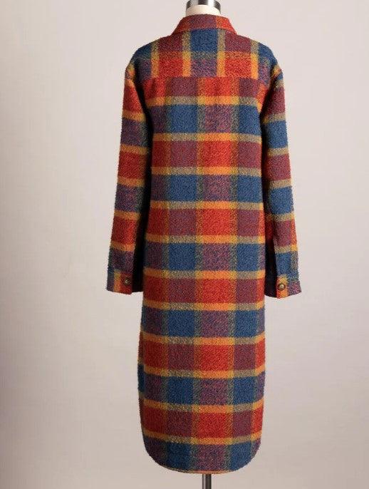 Women Beltless Red Loose Linen Trench Coat - Amazitshop